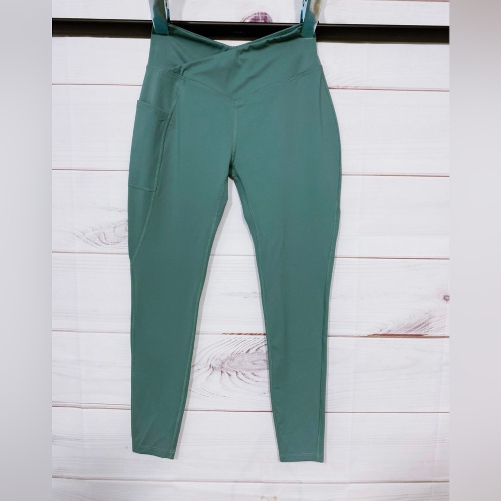 Miss Adola | Womens Yoga Leggings Sage Green Side Pocket, Size: Small